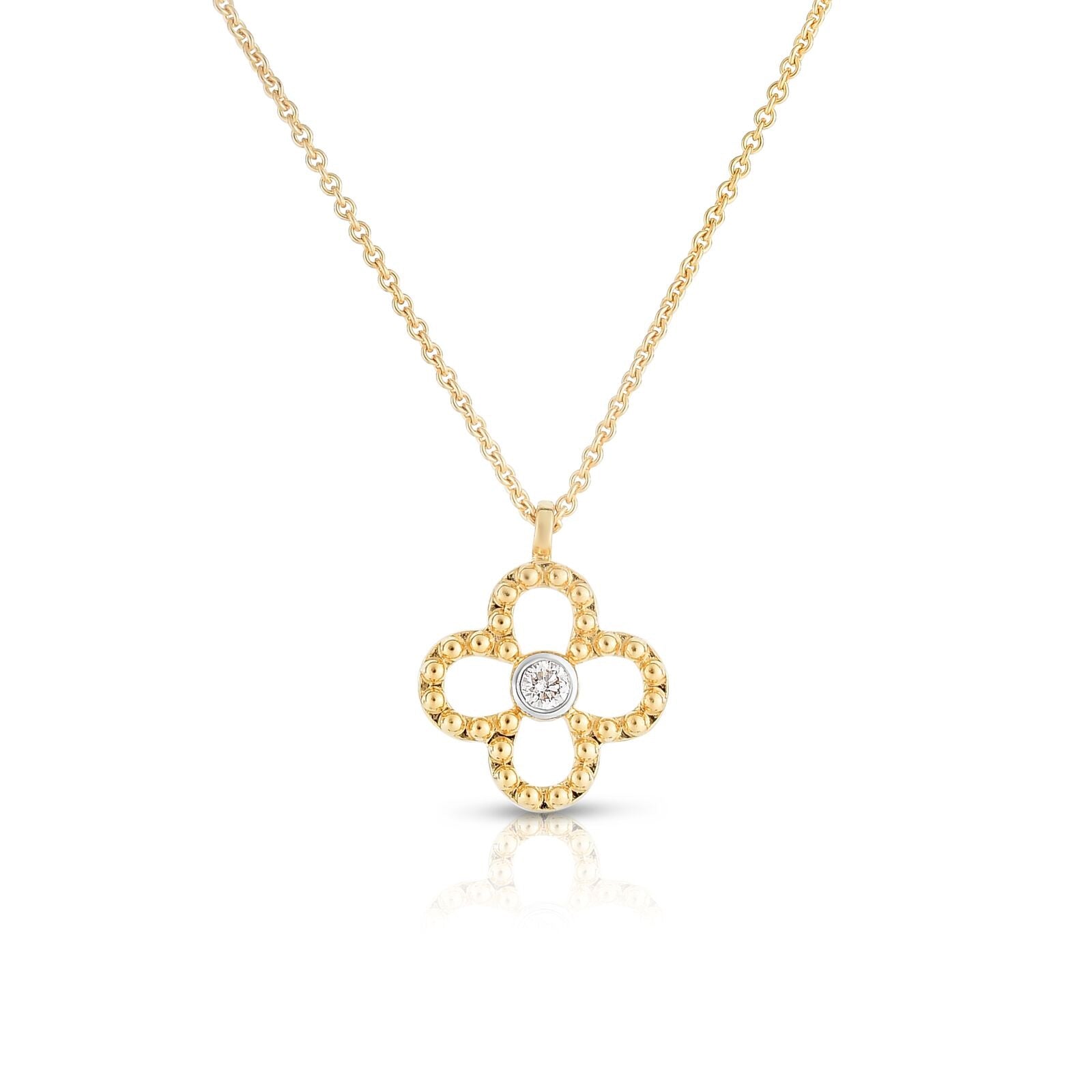 Open Clover Diamond Pendant, 14K Yellow Gold | Diamond Stores Long ...