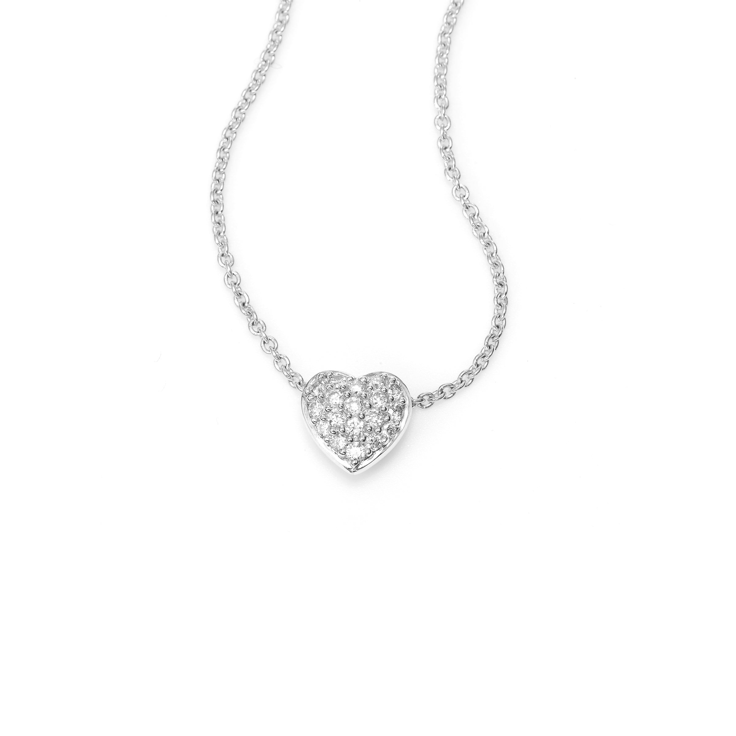 Small Pavé Diamond Heart Necklace 14k White Gold Fortunoff Fine Jewelry