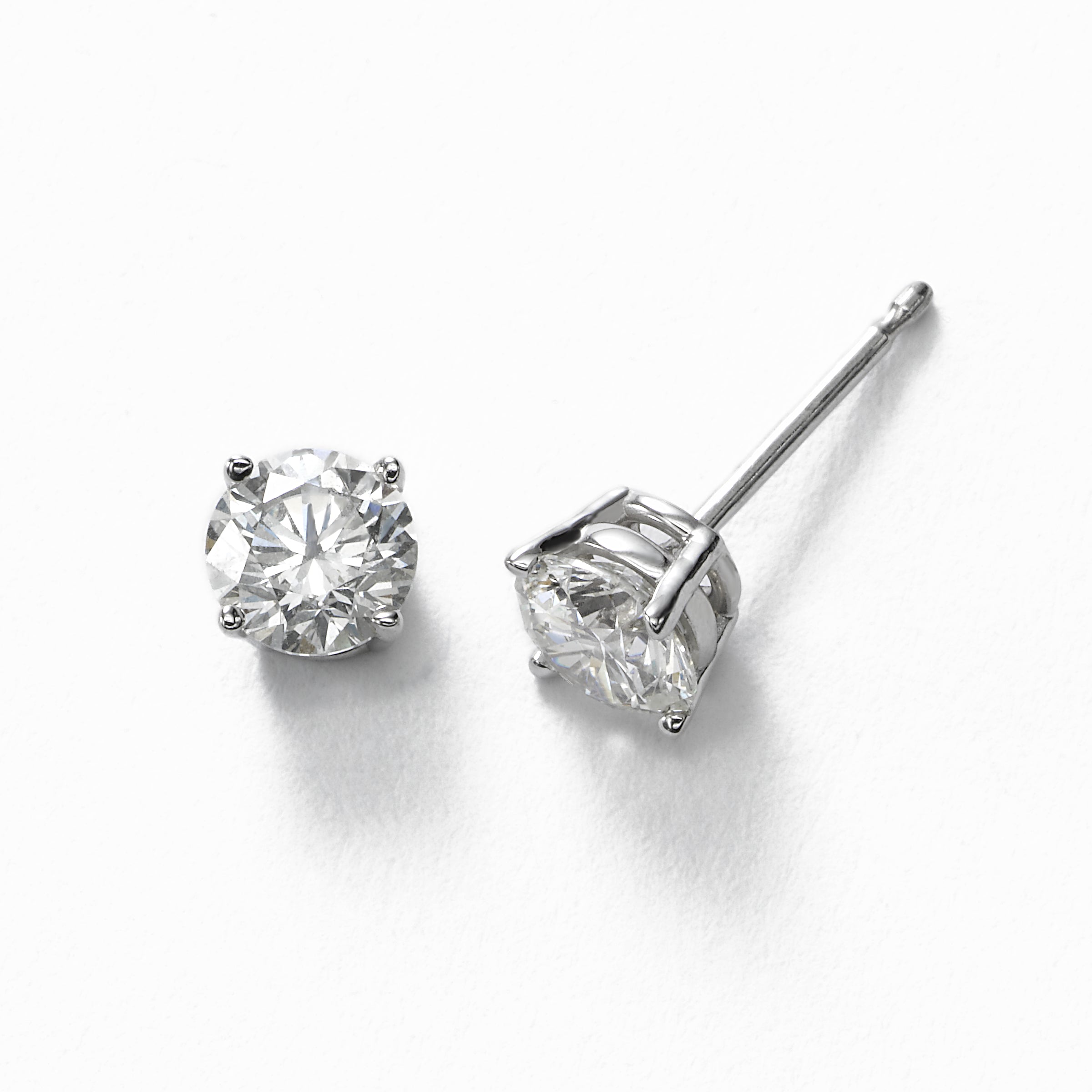 Diamond Stud Earrings, 1.70 Carats total, H/I-SI1/SI2, 14K White Gold ...