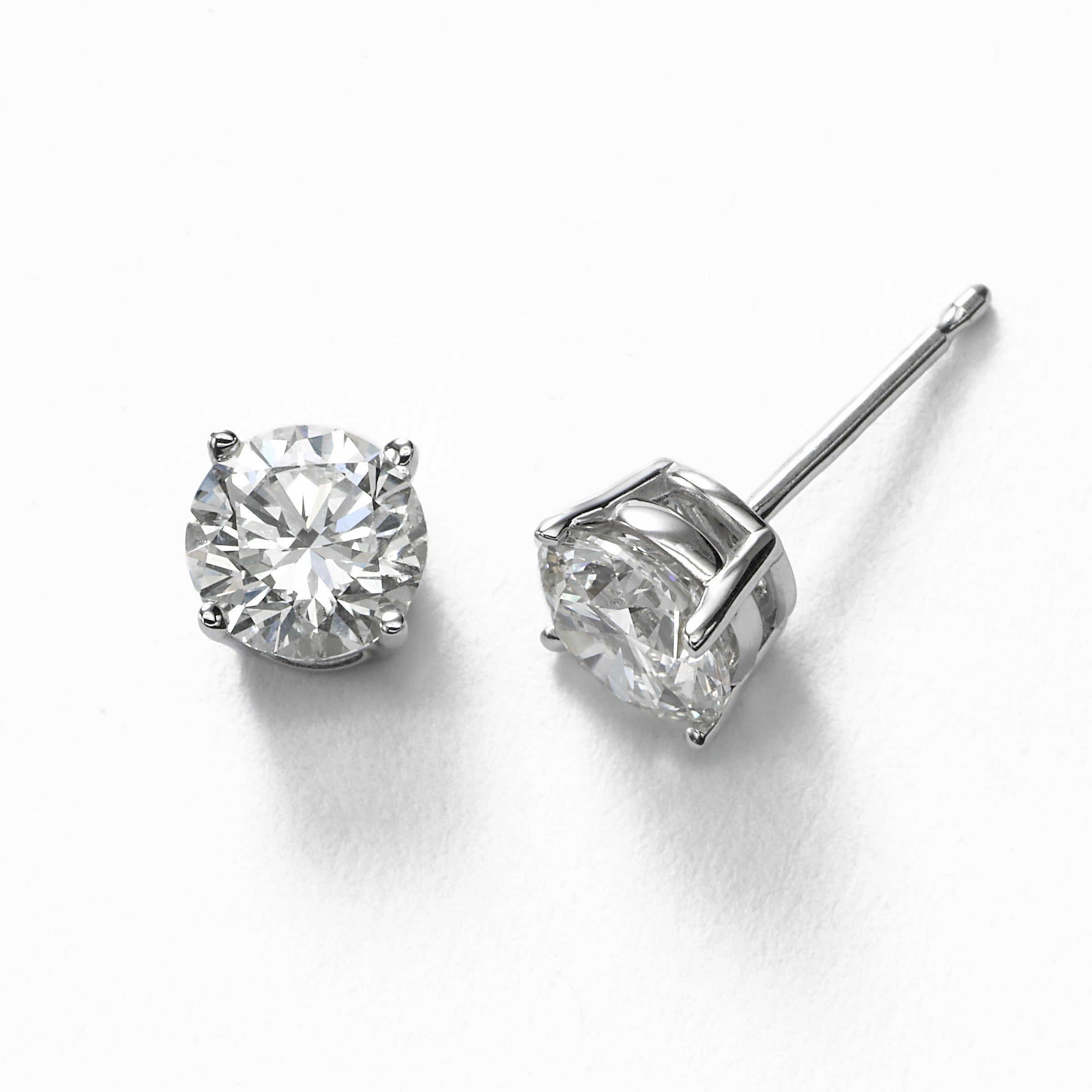 Diamond Stud Earrings, 1.10 Carats total, H/I-I1, 14K White Gold ...