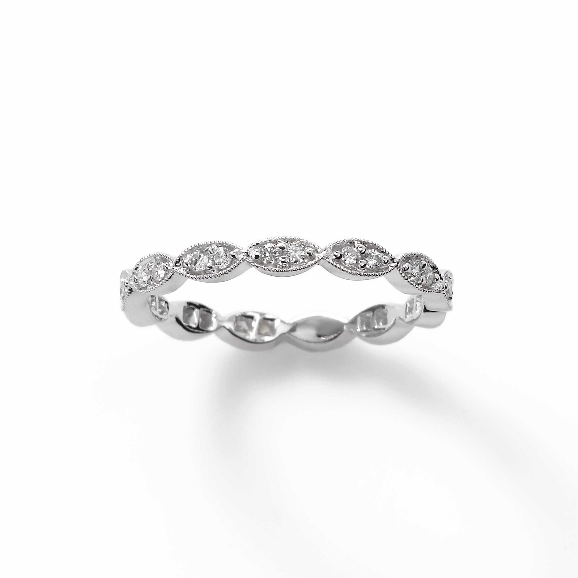 Scalloped Design .25 carat Diamond Band, 18K White Gold