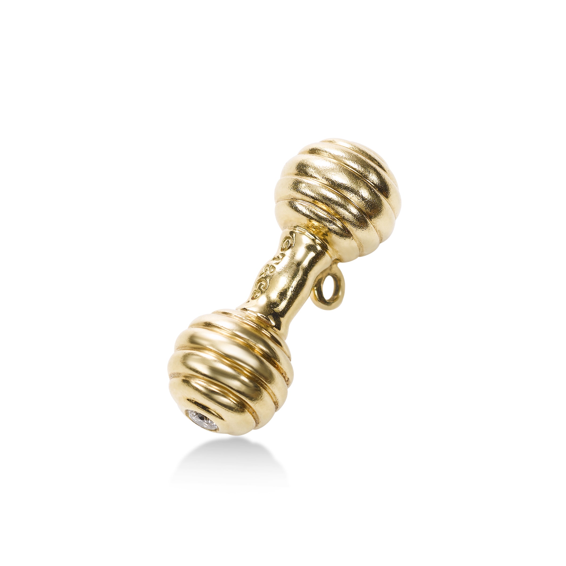 Diamond Baby Rattle Charm, 18K Yellow 