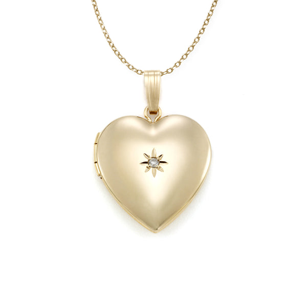 Heart Shaped Locket, Diamond Accent, 14 Karat Yellow Gold – Fortunoff ...