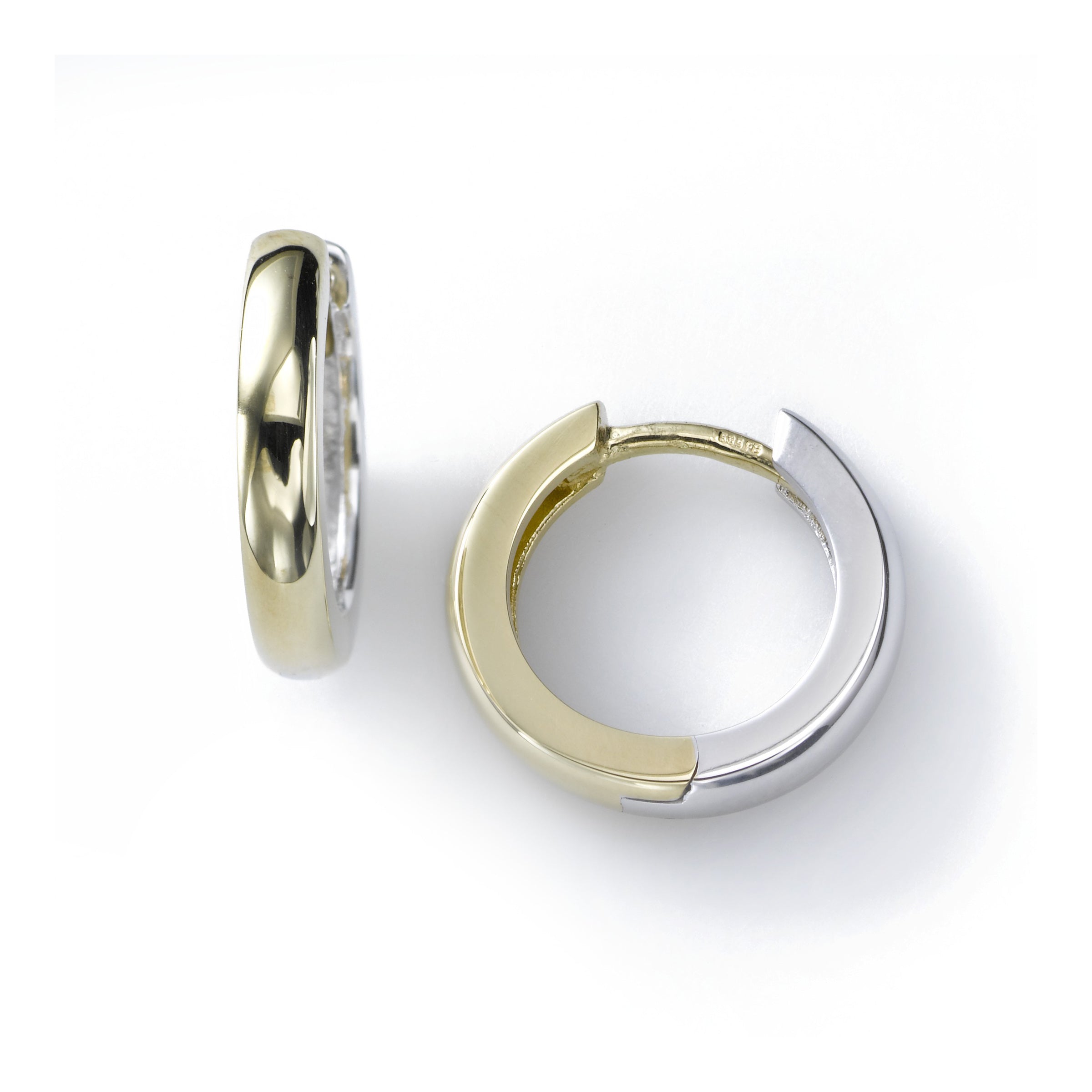 Reversible Small Huggie Hoop, .50 inch, 14K Yellow and White Gold ...