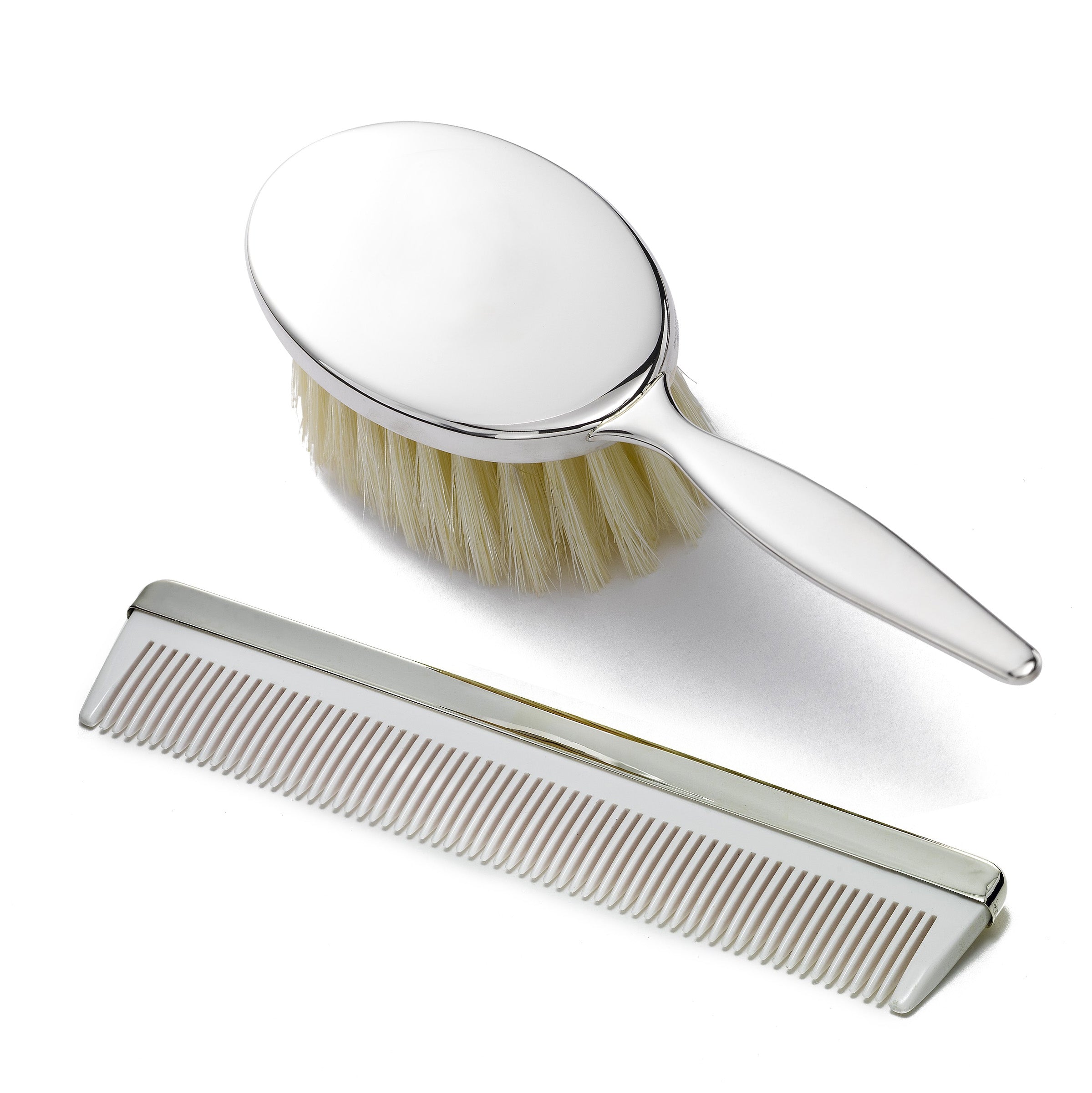 baby brush and comb set silver