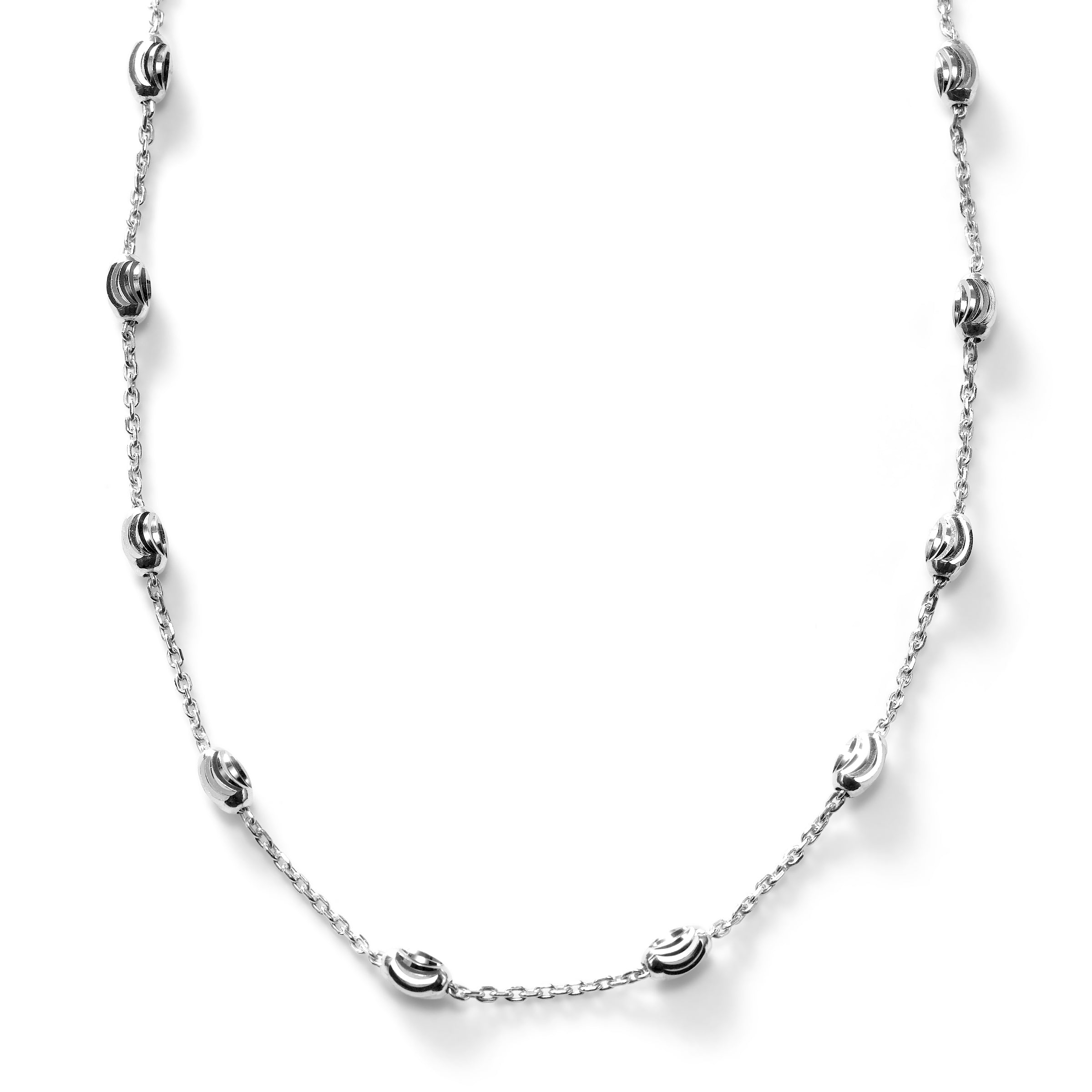 Oval Bead Necklace Sterling Silver With Rhodium Plating Fortunoff Fine Jewelry 