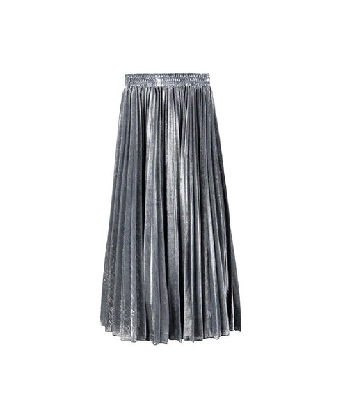 silver pleated maxi skirt