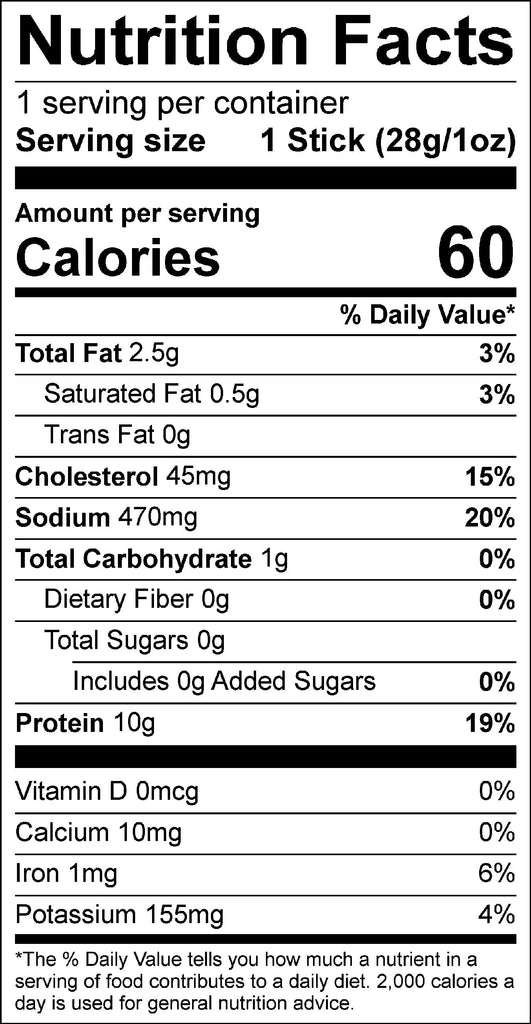 Buffalo Style Chicken Snack Stick Nutrition Facts