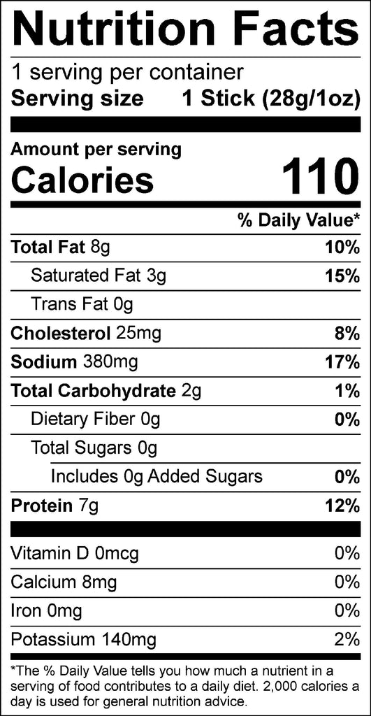Pepperoni Pork Snack Stick Nutrition Facts