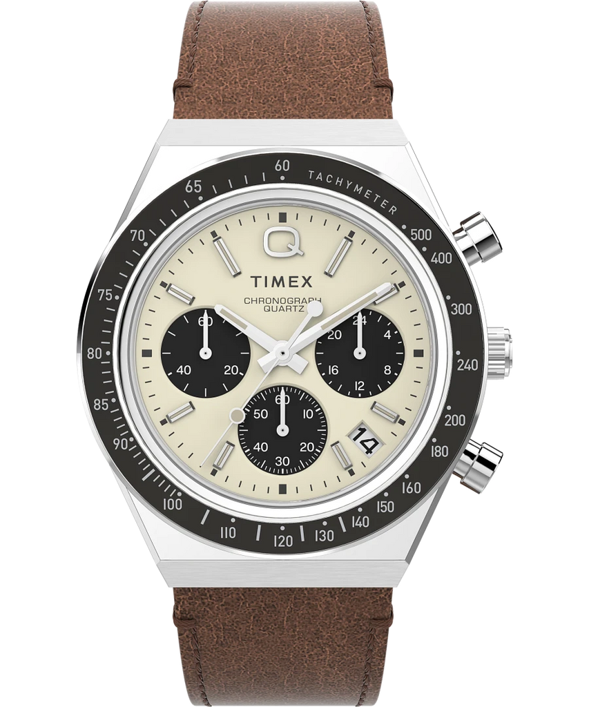 Q Timex Chronograph 40mm Leather Strap Watch – Timekeeper