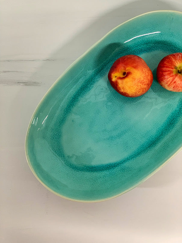 teal serving platters