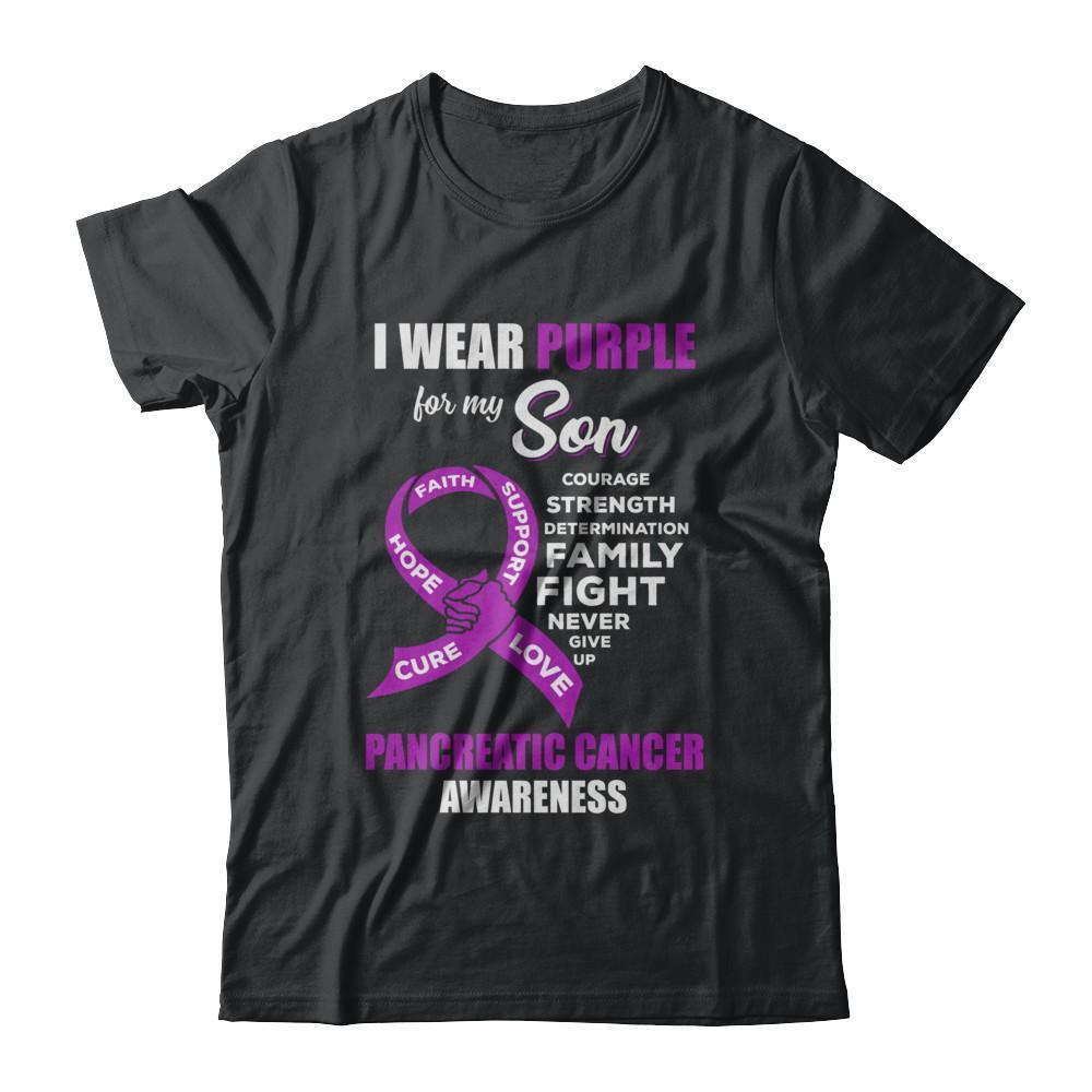 Cover Your Body With Amazing Pancreatic Cancer I Wear Purple For My Son Dad Mom Shirts