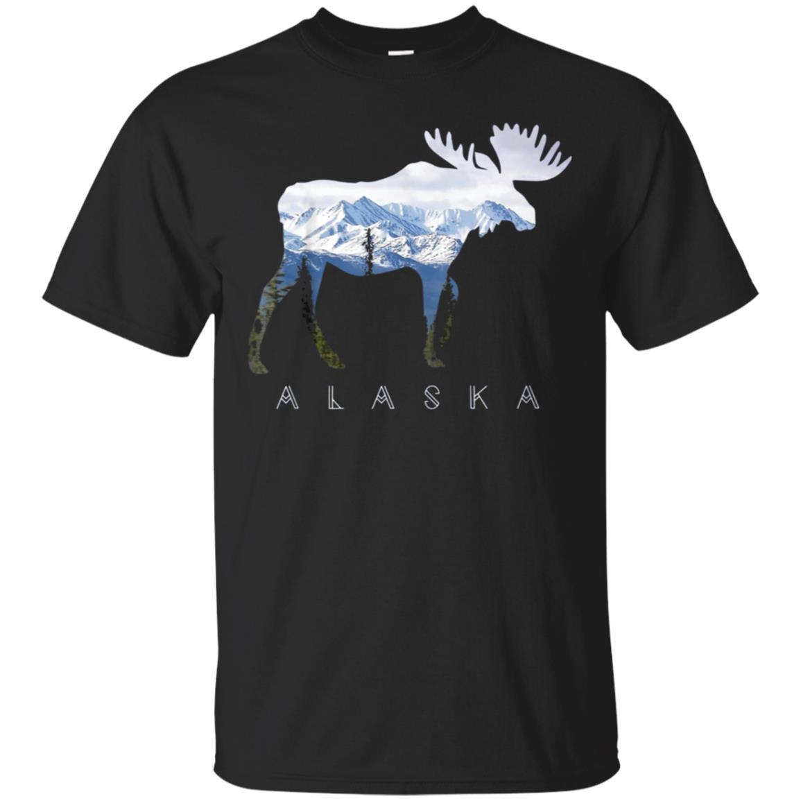 Discover Cool Alaska Day Moose Snowy Mountain T-shirt