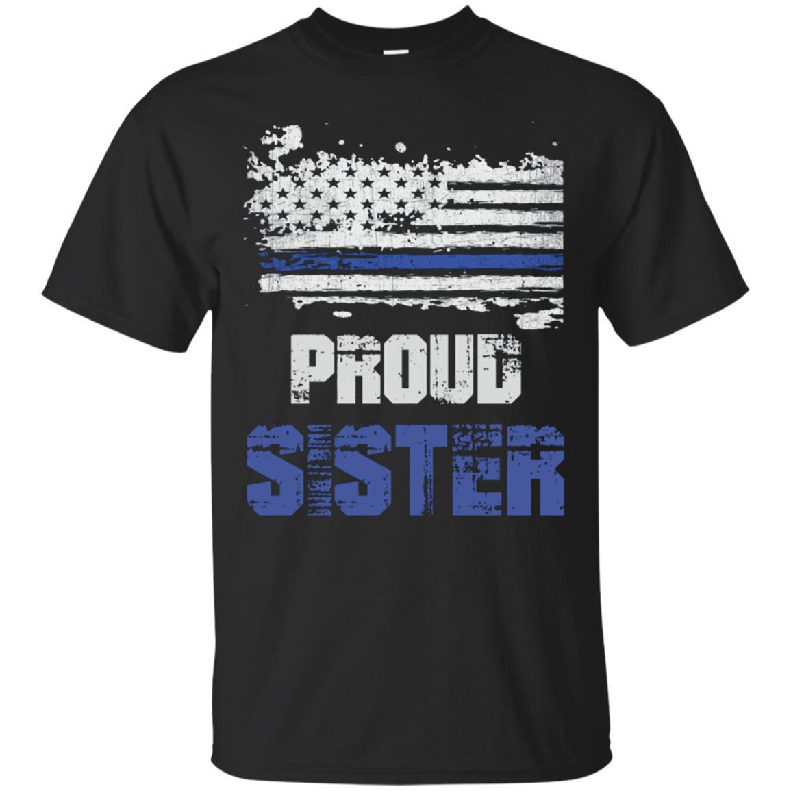 Find Proud Police Sister Blue Line T-shirt