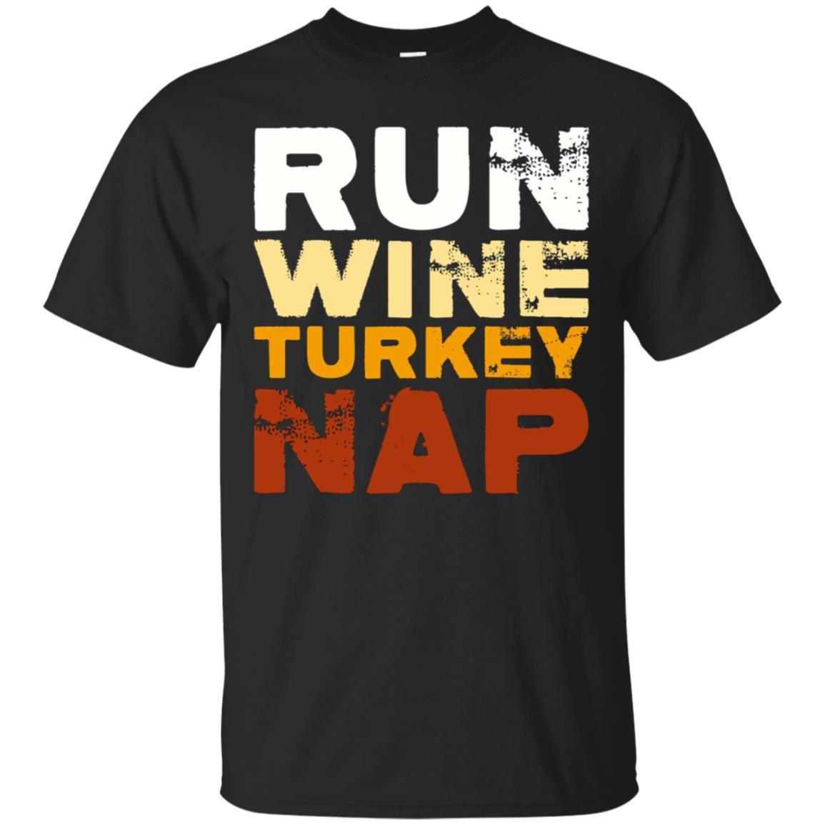  Funny Run Wine Turkey Nap | Christmas Dinner T-shirt