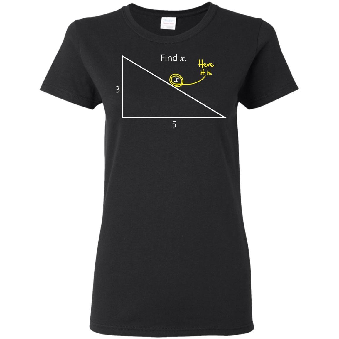 Shop Find X T Shirt Triangle Math Problem Funny Geometry (dark)
