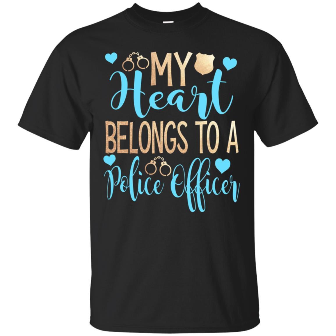 Buy My Heart Belongs To A Police Officer Shirt Police Wife Gift