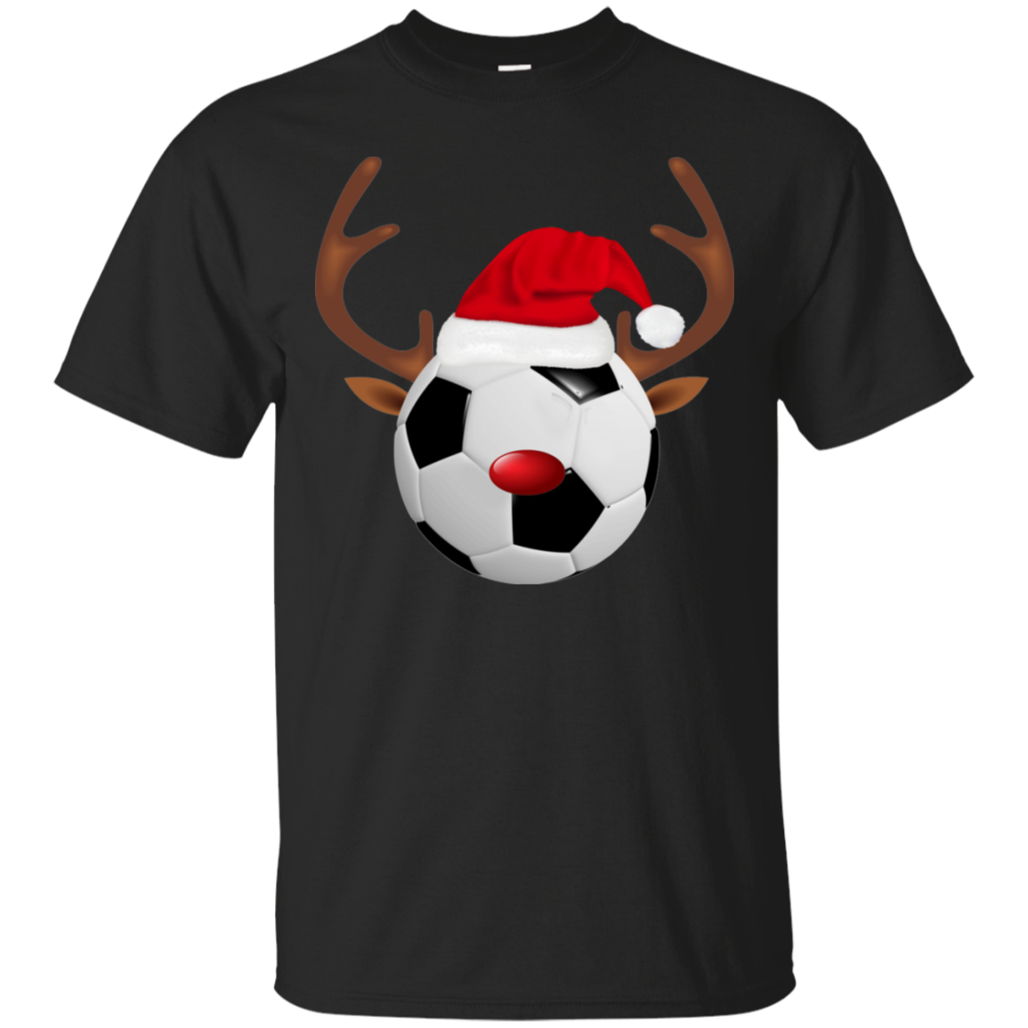  Soccer Reindeer And Wear Santa Hat Funny Merry Xmas T-shirt