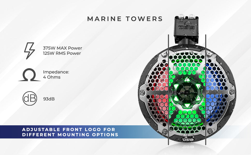 marine towers rgb led light black carbon fiber