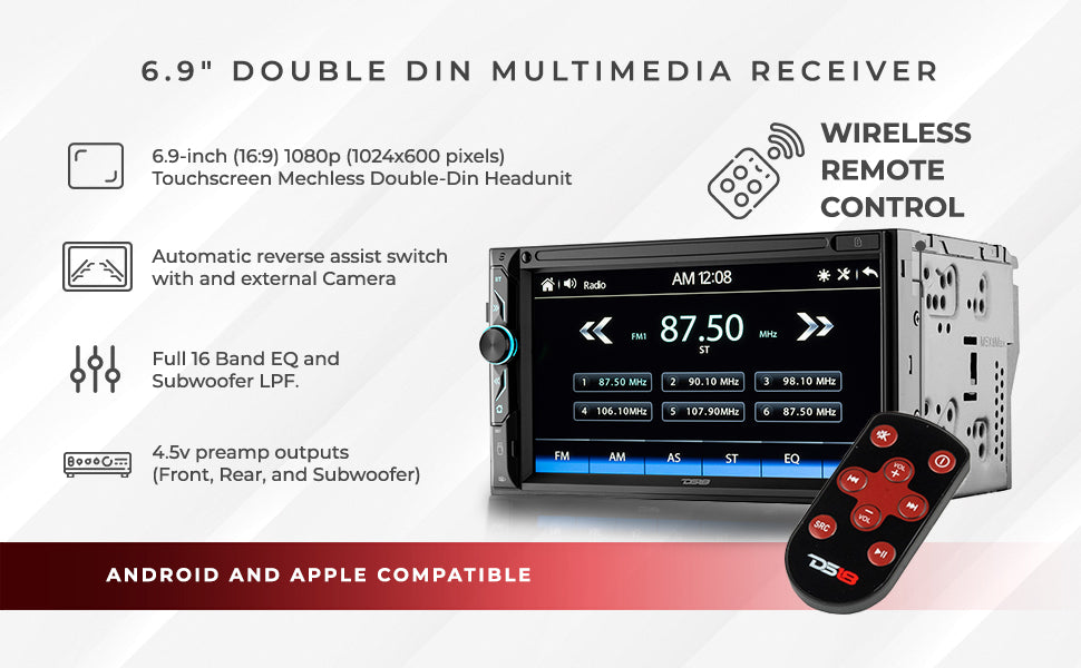 car radio touchscreen mechless head unit with dvd bluetooth usb mirror link