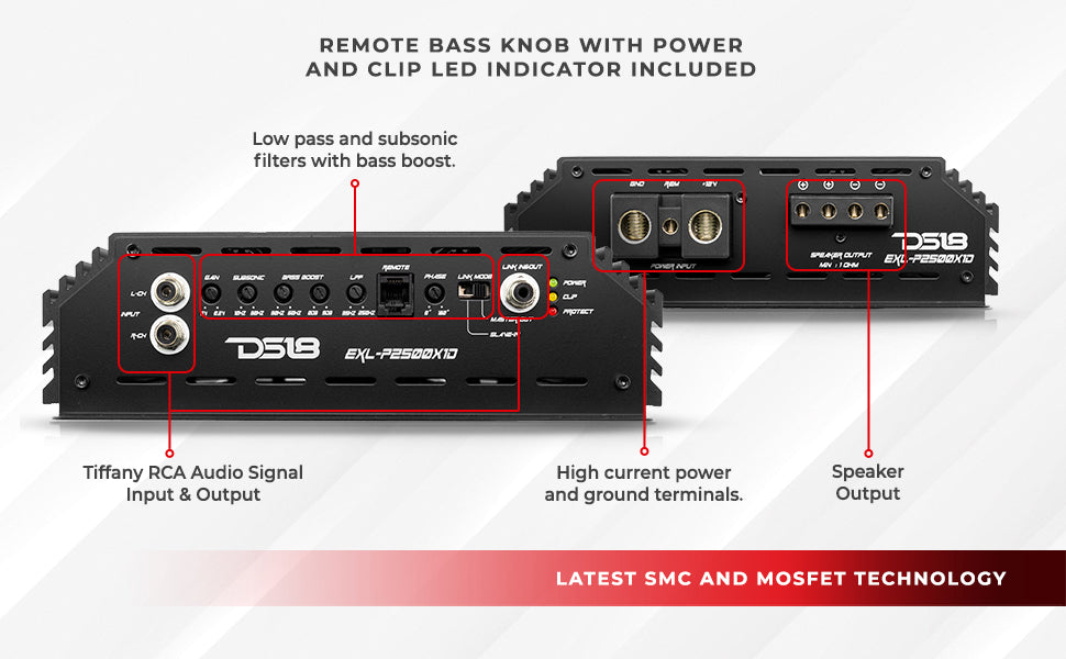 1-channel car audio amplifier