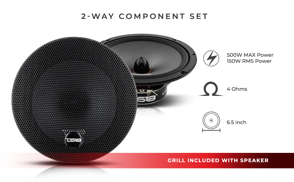 6.5 inch car audio speaker system 2 way component set