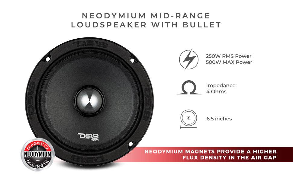 ds18 neodymium bullet mid range loudspeaker 500 watts