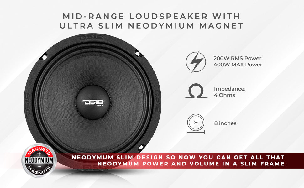 shallow neodymium mid-range loudspeaker