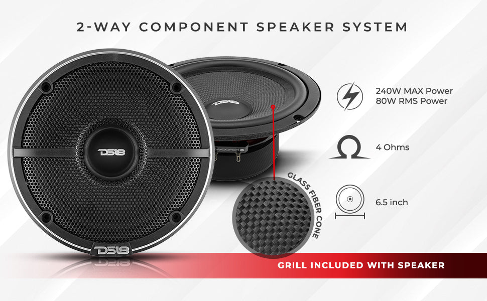 2-way component speaker system with kevlar cone