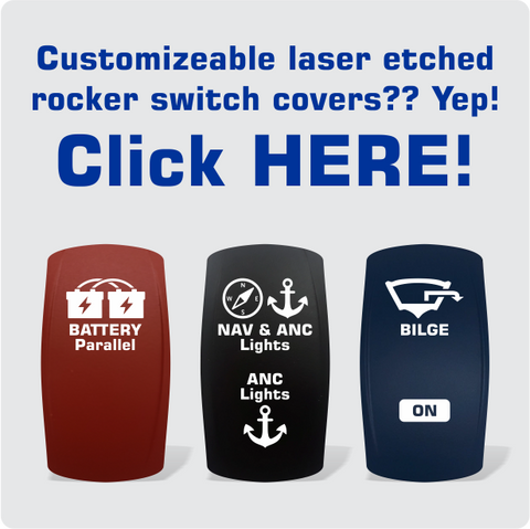 Laser etched rocker switch covers for Contura V switch bodies