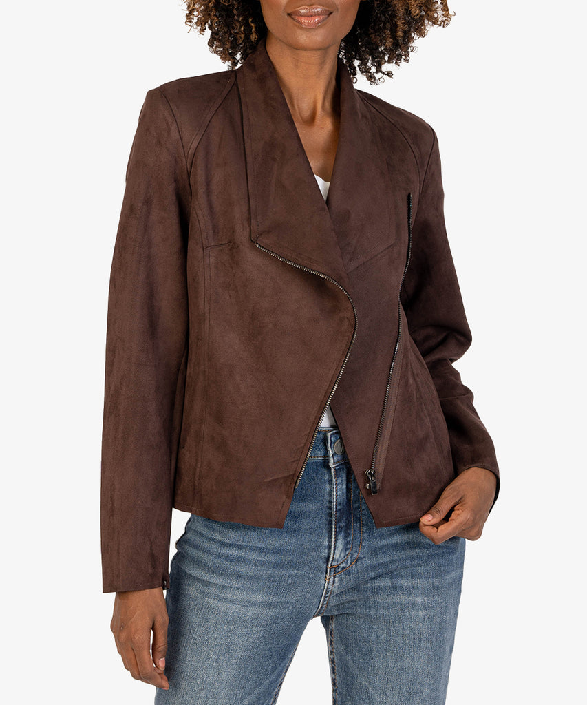 Carina Faux Suede Drape Jacket (Exclusive, Raisin) - Kut from the Kloth
