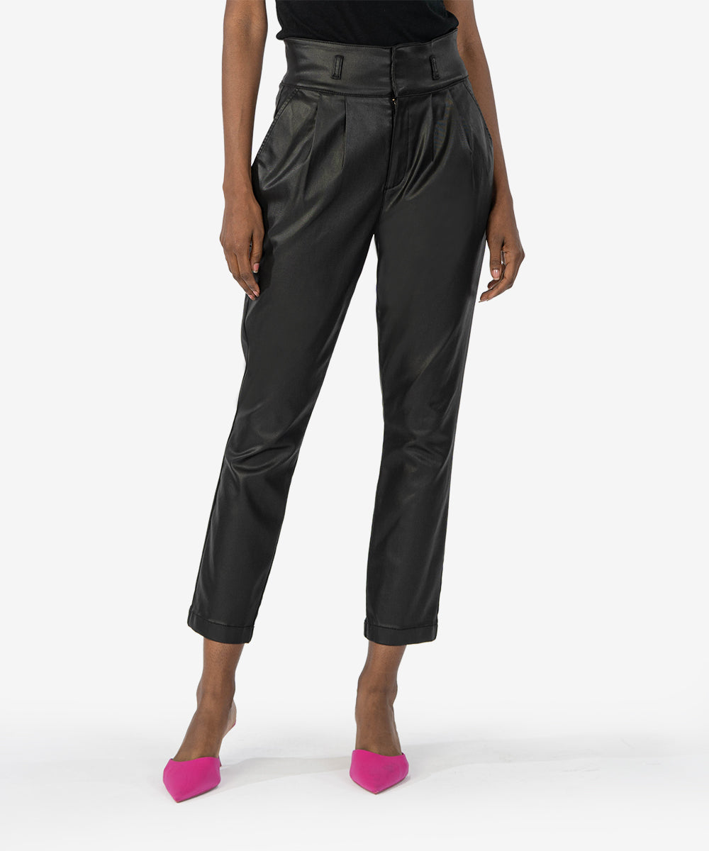 Image of Lessie Coated High Waist Pleated Pant