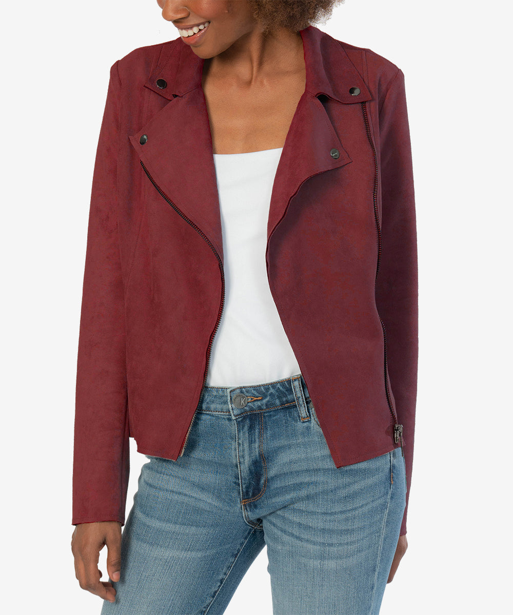 Image of Milana Faux Suede Moto Jacket (Raisin)