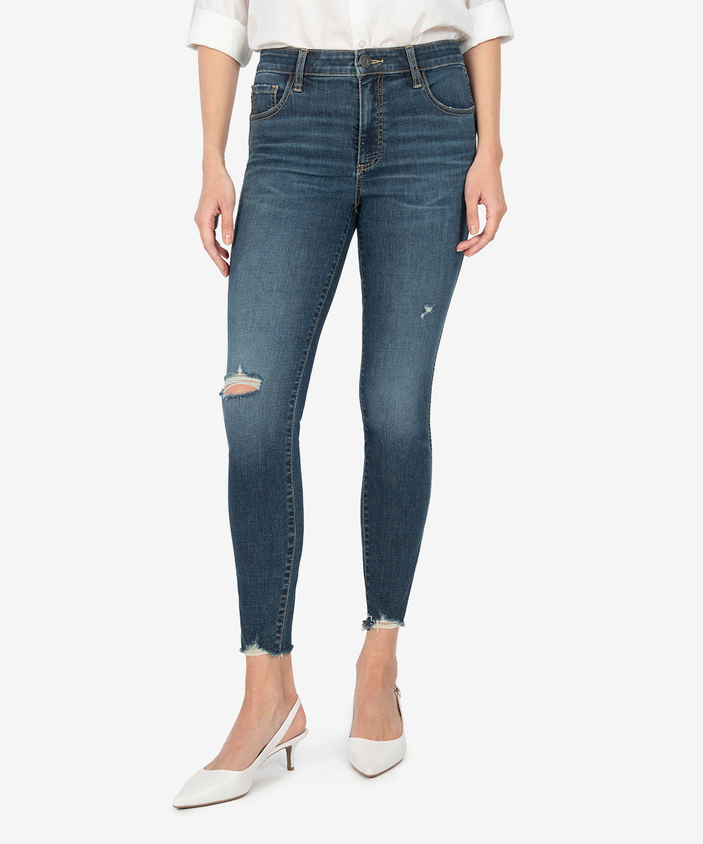 Image of Donna High Rise Fab Ab Ankle Skinny (Heath Wash)