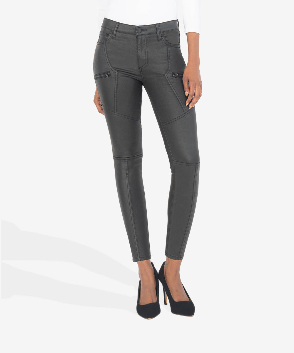 Mia High Rise Fab Ab Moto Skinny (Black)