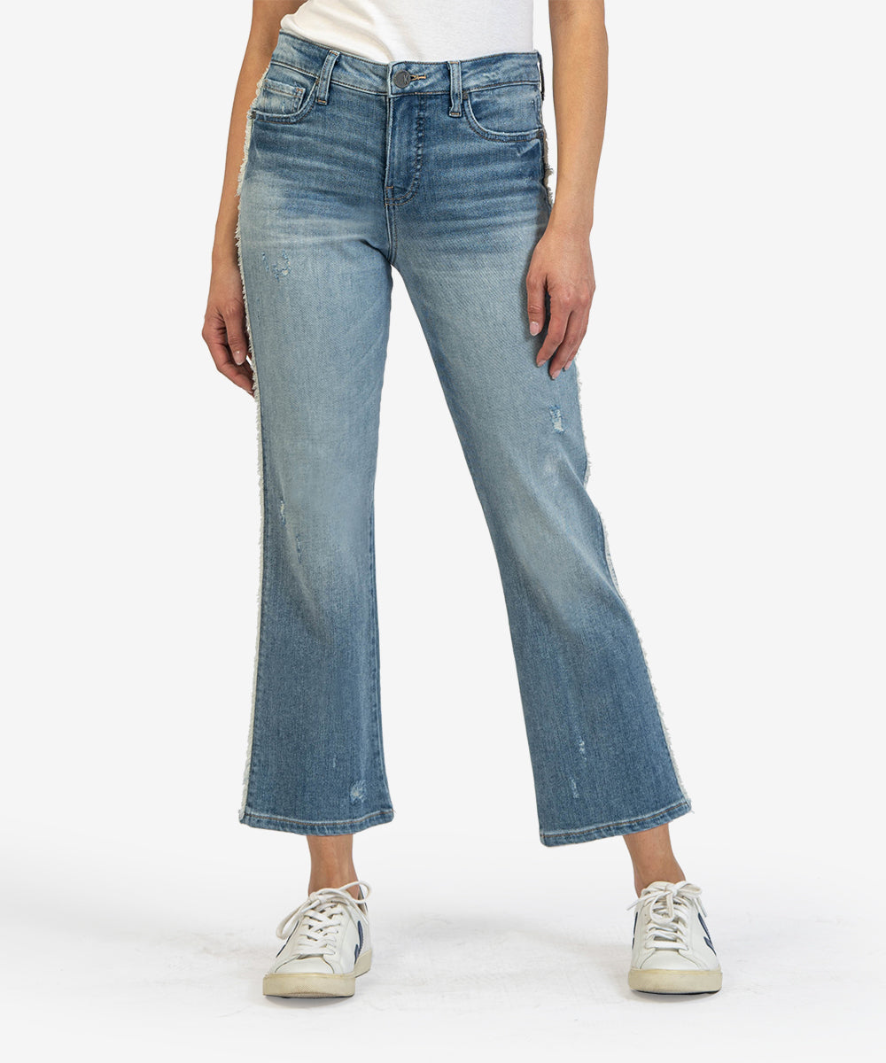 Image of Kelsey High Rise Fab Ab Ankle Flare With Side Edge Fray (Generated Wash)