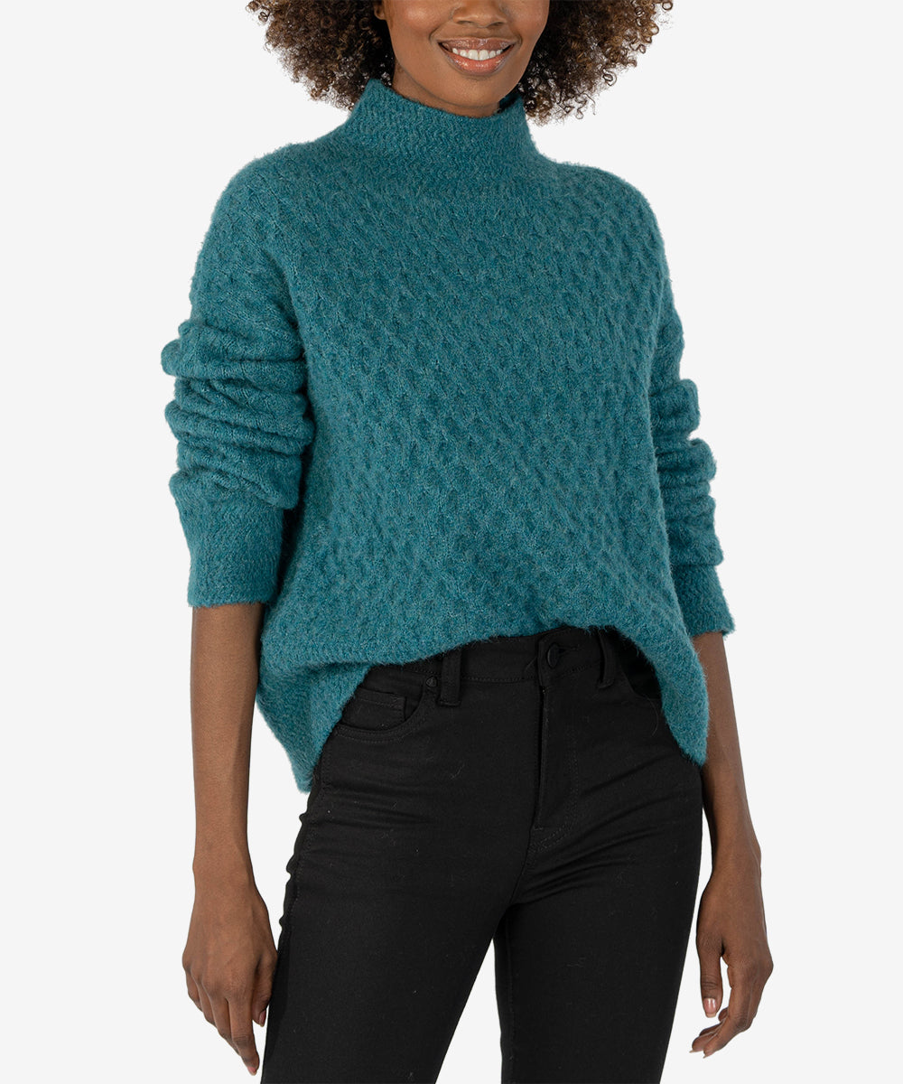 Image of Adah Textured Mock Neck Sweater