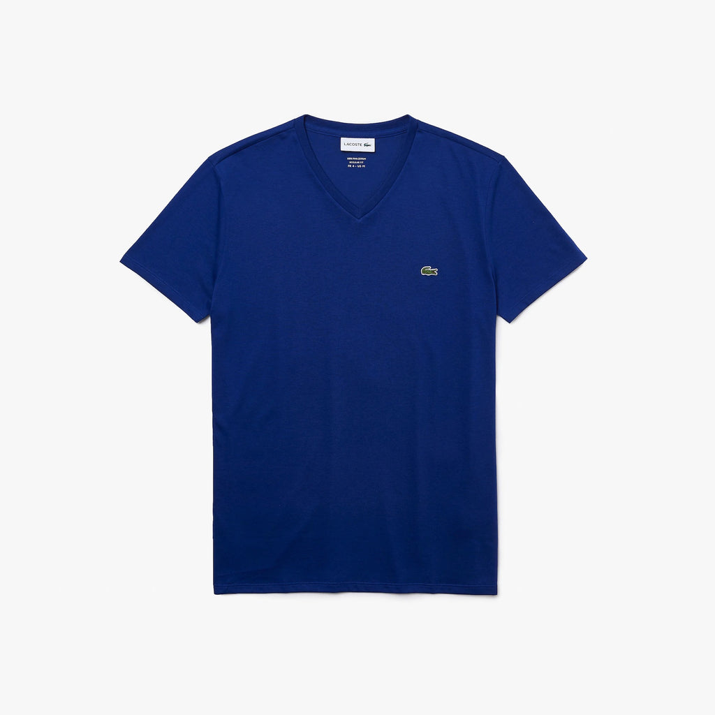 Lacoste V-Neck Pima Cotton Tee In Royal Blue Clothing Store