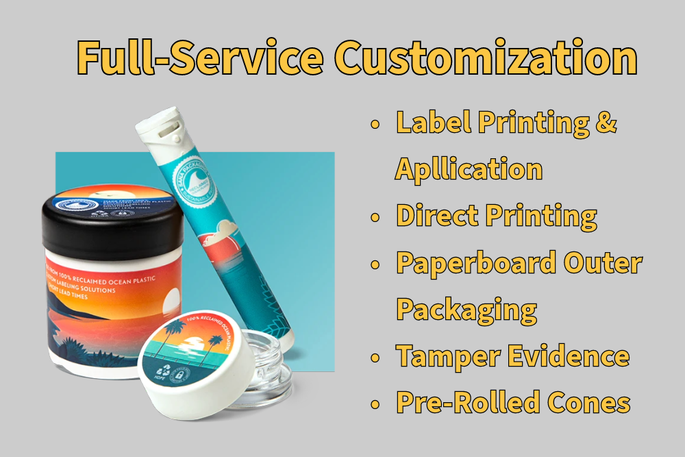 Full-Service Customization: Label Printing & Application, Direct Printing, Paperboard Outer Packaging, Tamper Evidence, Pre-Rolled Cones