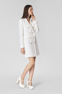 White tweed shift dress with pockets – MiaGiacca