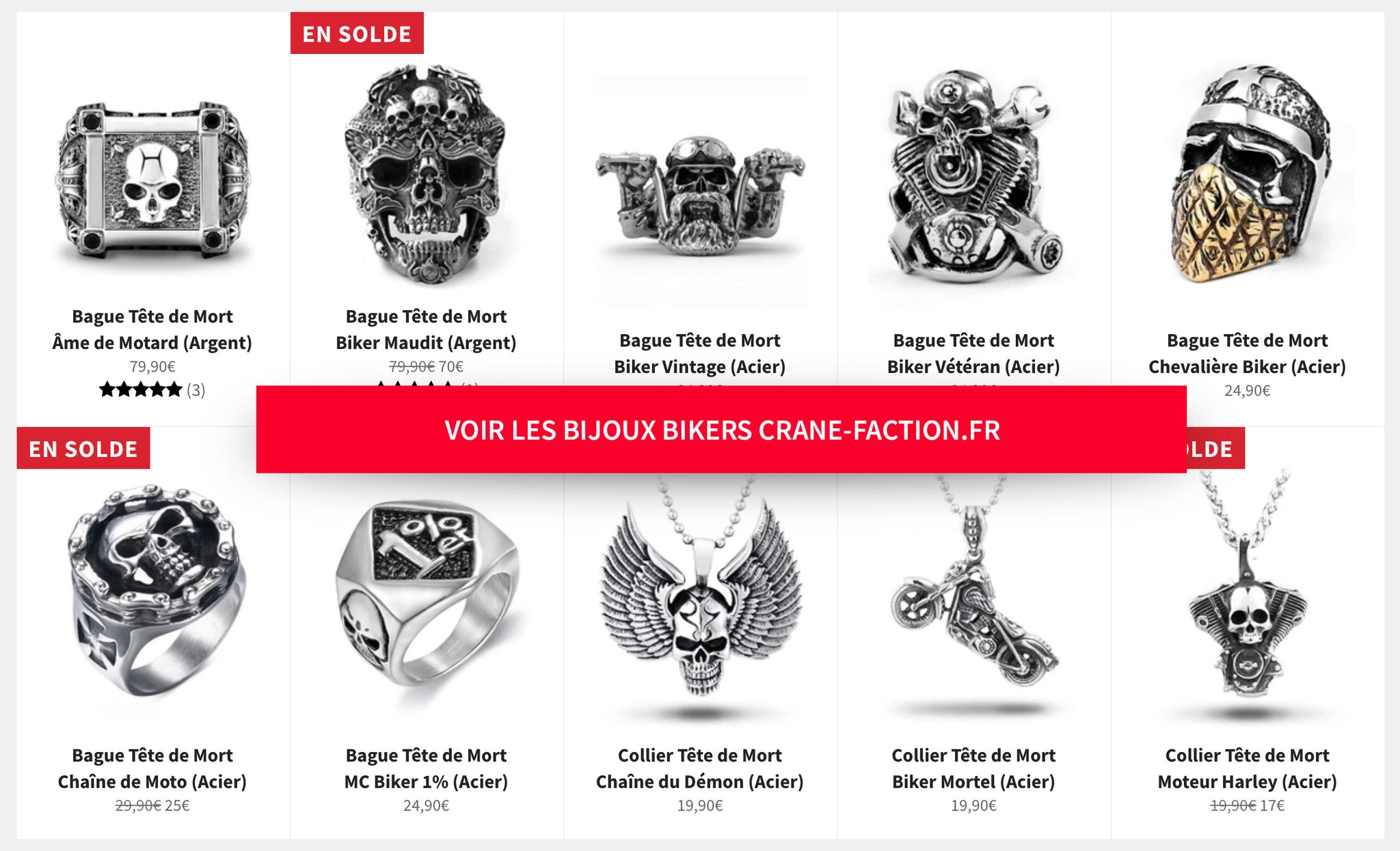 Bijoux Tête de Mort Bikers