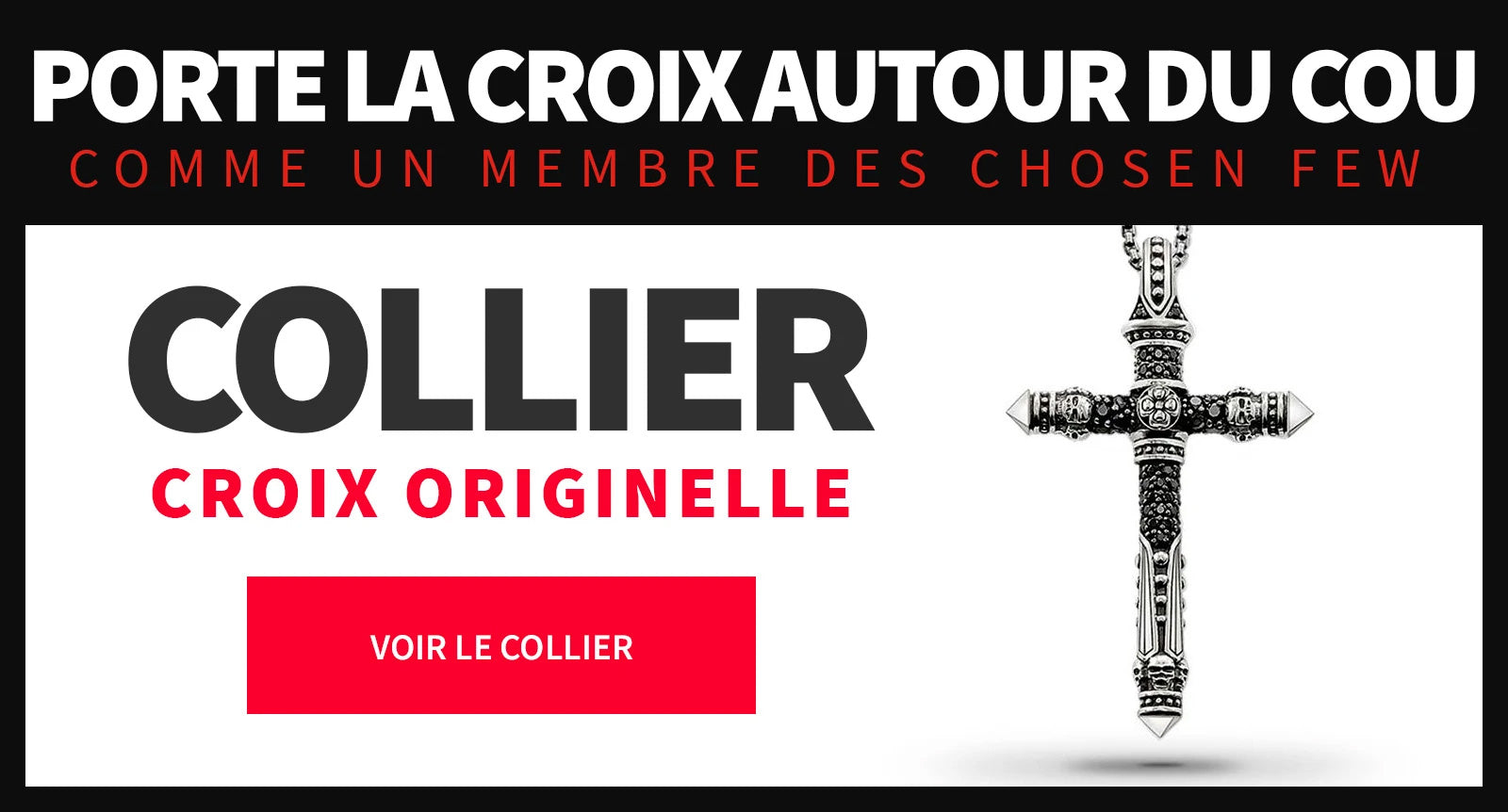 collier croix tete de mort argent