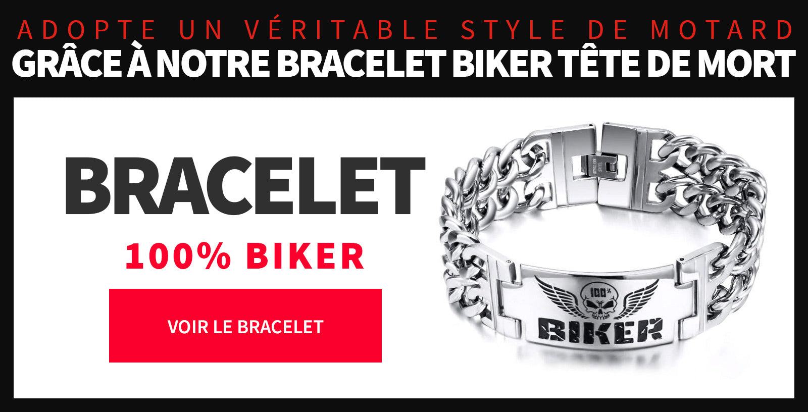 Bracelet argent biker