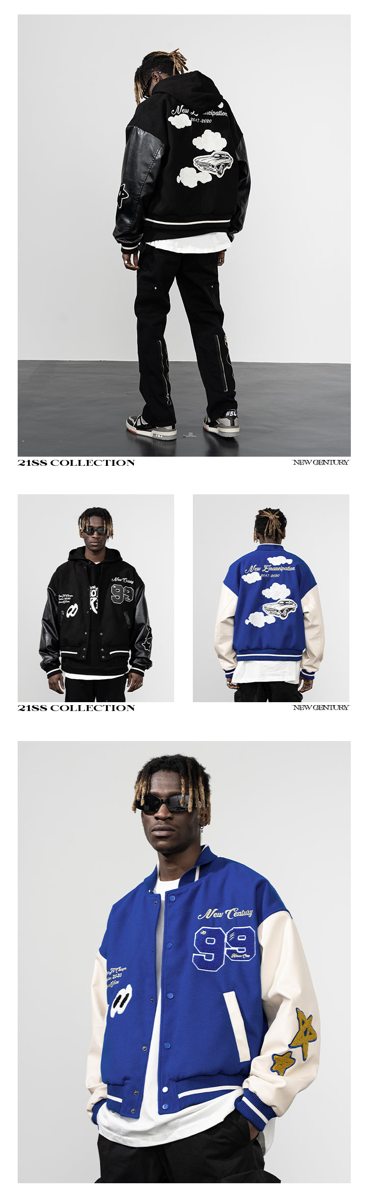 Embroidered Clouds Woolen Varsity Jacket – Harsh and Cruel