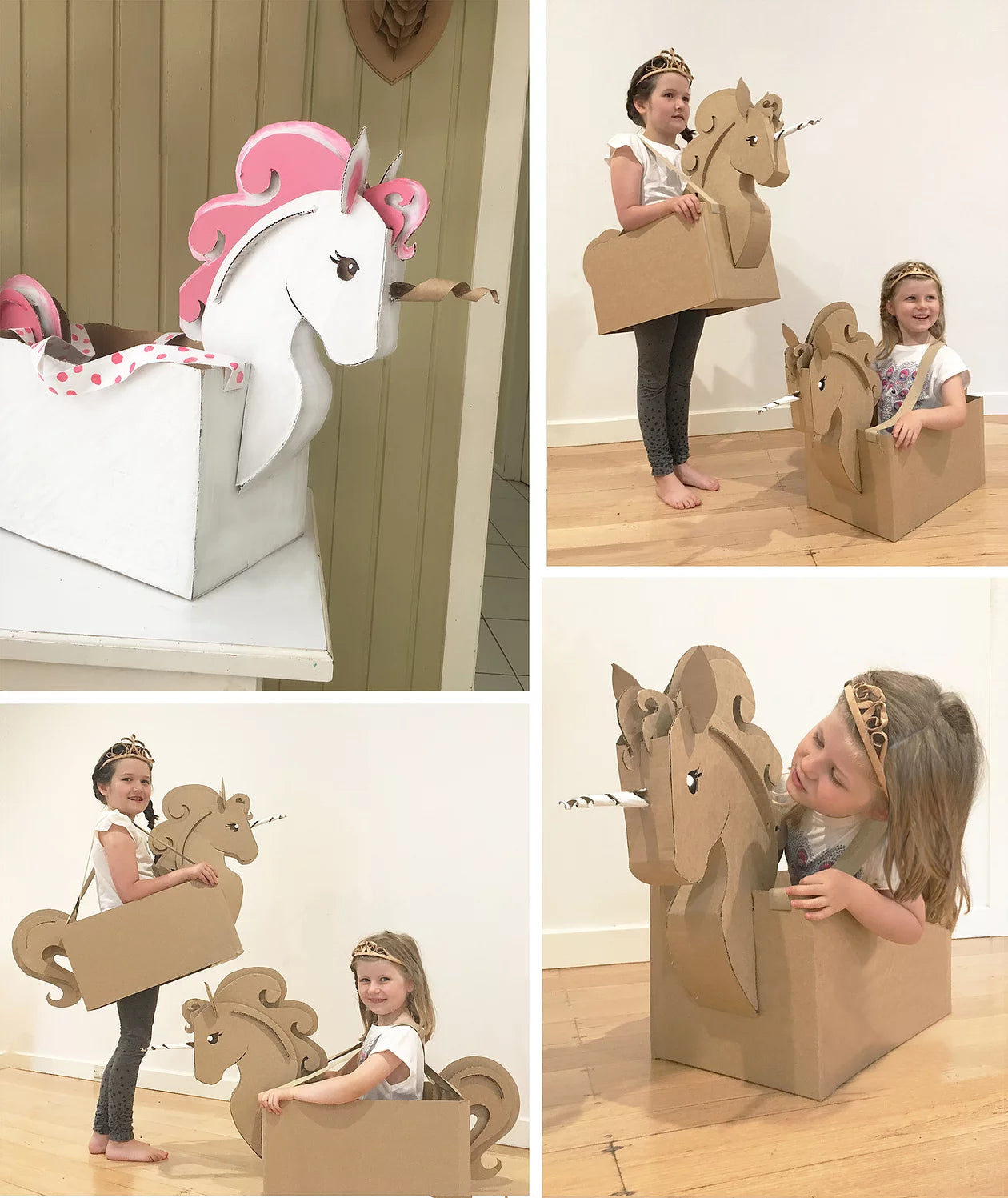 DIY eco friendly cardboard unicorn costume