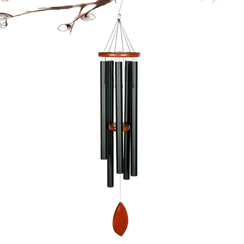 Carillon à vent en bois et métal avec cinq tubes – Le Temple Yogi