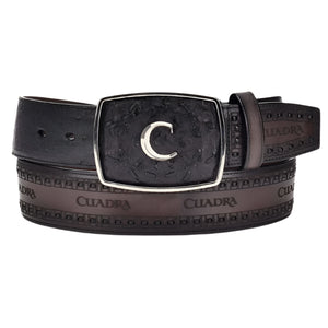 CUADRA Men's Engraved Ostrich Leather Western Belt BC205 - Ak'kin Footwear