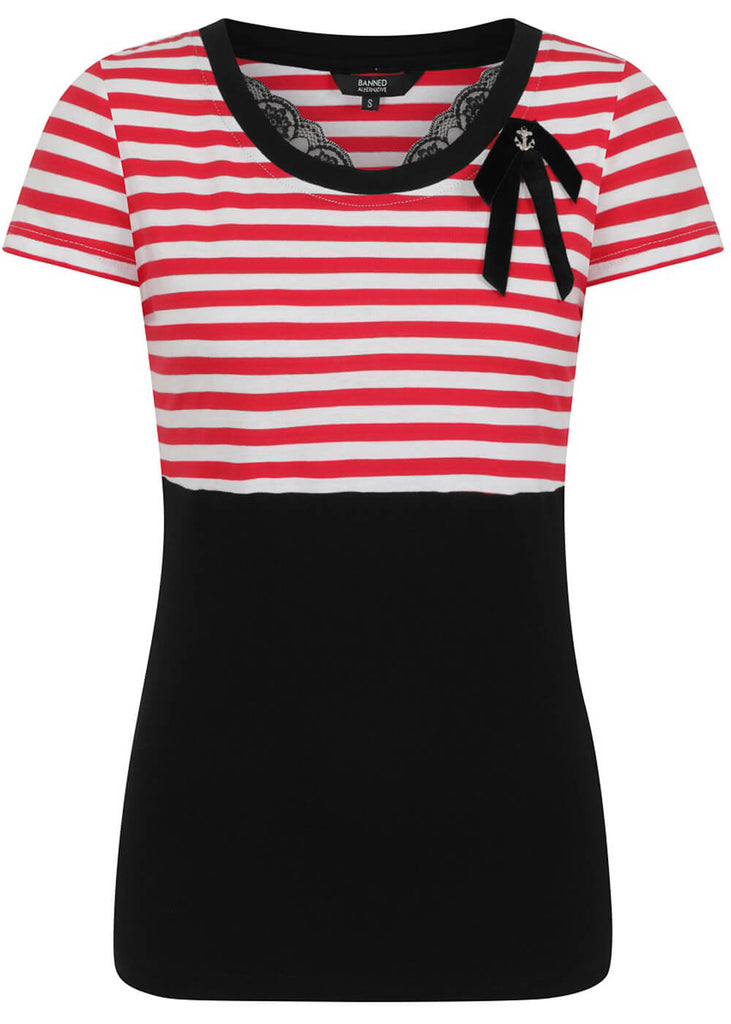 Banned Candy Stripe Sailor 40's Top Red – www.succubus.com