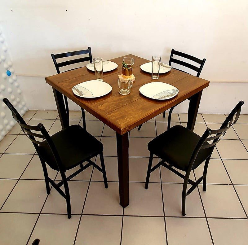 servilleta Disfraces salami Mesa para Restaurante Vintage Industrial y 4 sillas Primavera