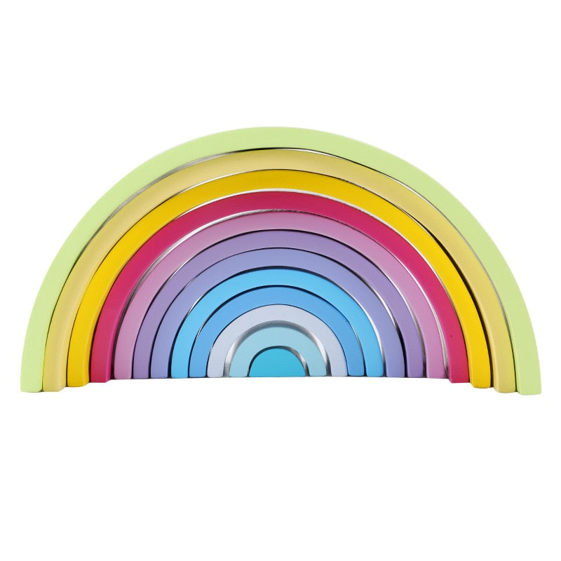 wooden stacking rainbow pastel